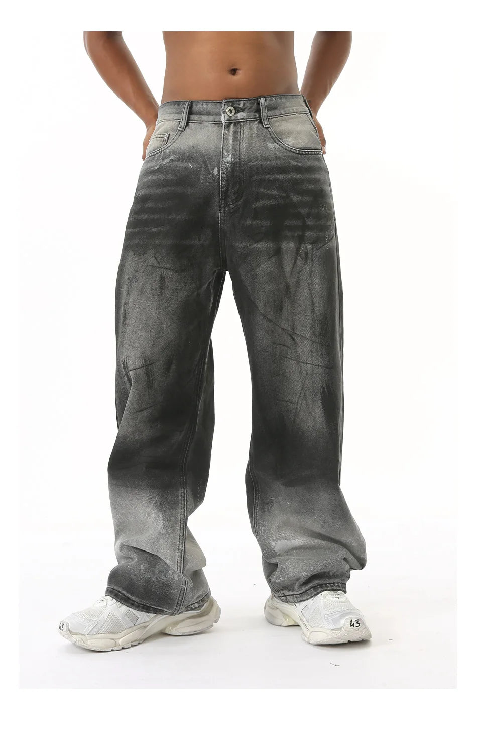Shadow Fade – Gradient Wide-Leg Denim Jeans.