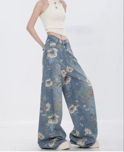 Bloom Breeze – Floral Denim Jeans.