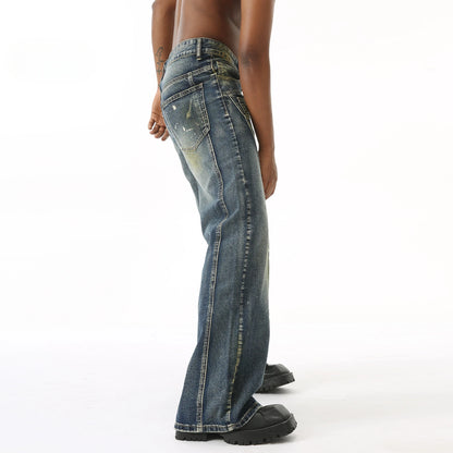 Three-dimensional Cutting Wide Leg Jeans.