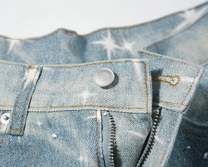 Galaxy Glow – Sparkle Print Denim Jeans.